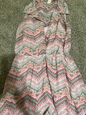 Emma & Michele Multi-Color Backless Sundress - Pink & Green